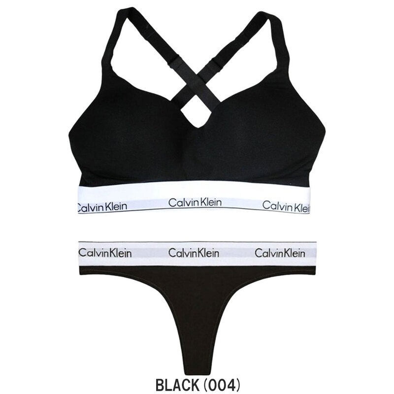 Calvin Klein(カルバンクライン)ck レディース ブラ&ショーツ Tバック セット ロゴ 無地 ノンワイヤー アンダーウェア インナー 下着 QF8500+QF8518