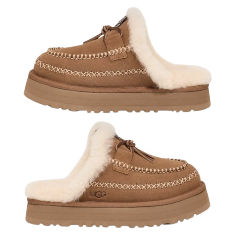 UGG(アグ)レディース ディスケット アルパイン スリッポン シープスキン スエード ステッチ 厚底 ブレイド クロッグ サンダル 靴 1158260