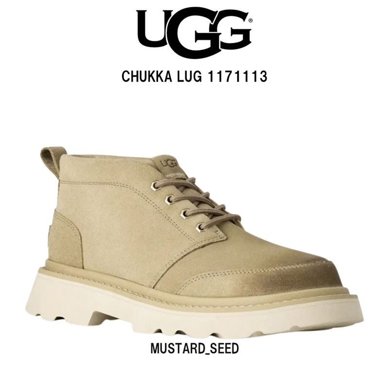UGG(アグ)メンズ チャッカ ラグ ブーツ レースアップ シューズ スエード レザー ロゴ ステッチ 厚底 プルタブ カジュアル 男性用 靴 1171113