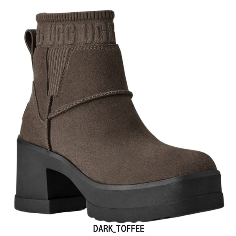 UGG(アグ)レディース モクシー チェルシー ブーツ ヒール 厚底 ロゴ 耐水 はっ水 スエード スクエアトゥ 靴 MOXY CHELSEA 1173724