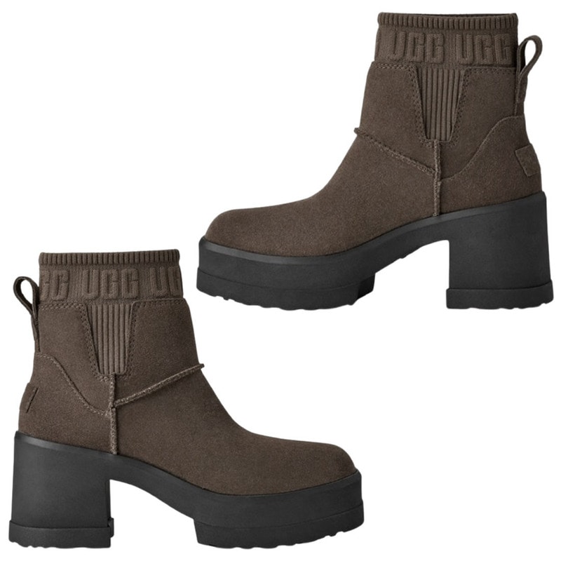 UGG(アグ)レディース モクシー チェルシー ブーツ ヒール 厚底 ロゴ 耐水 はっ水 スエード スクエアトゥ 靴 MOXY CHELSEA 1173724