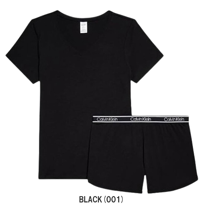 (SALE)Calvin Klein(カルバンクライン)ck レディース スリープウェア ルームウェア Tシャツ ショートパンツ セット 半袖 Vネック ロゴ インナー QP2604O