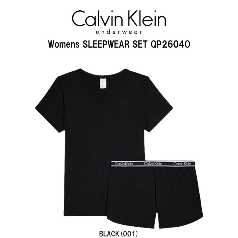 Calvin Klein(カルバンクライン)ck レディース スリープウェア ルームウェア Tシャツ ショートパンツ セット 半袖 Vネック ロゴ インナー QP2604O