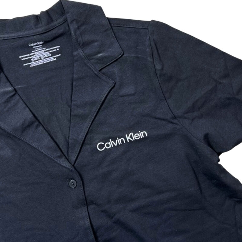 (SALE)Calvin Klein(カルバンクライン)ck レディース スリープウェア ルームウェア 襟付き シャツ ボタン ショートパンツ セット 半袖 ロゴ パジャマ QP2839O