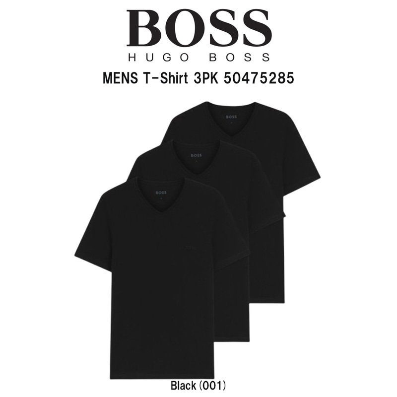 HUGO BOSS(ヒューゴボス)メンズ Tシャツ Vネック 半袖 レギュラーフィット 3枚組 アソート セット コットン 無地下着 肌着 インナー 男性用 50475285