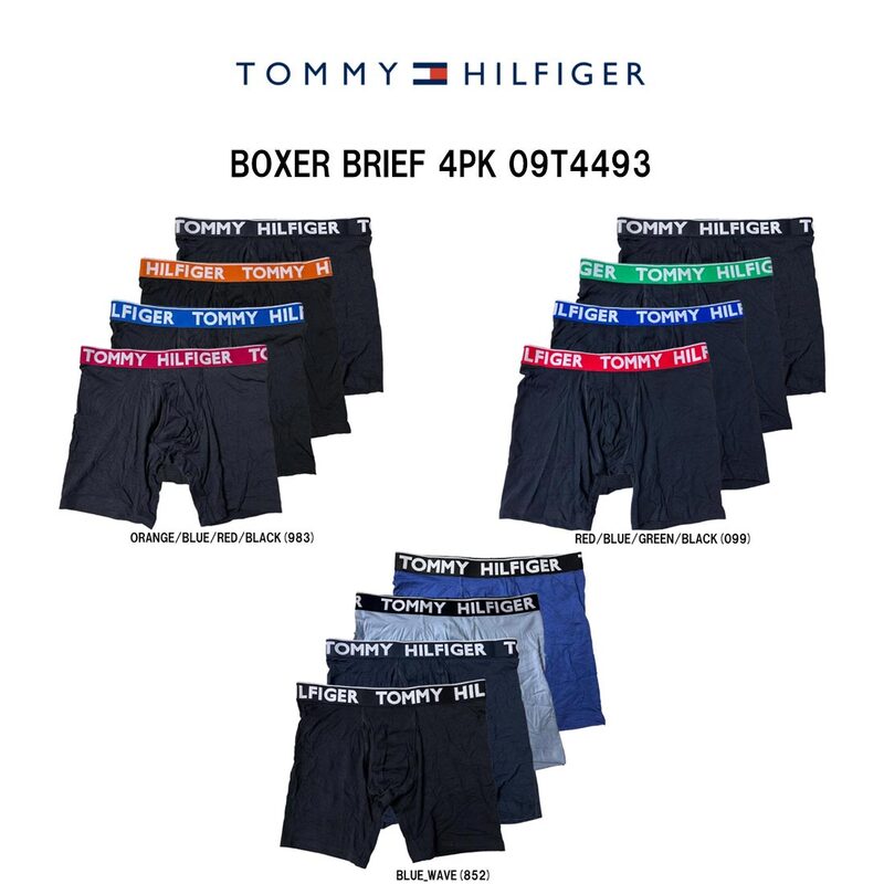 TOMMY HILFIGER(トミーヒルフィガー)メンズ ボクサーパンツ ボクサーブリーフ 前開き 4枚組 アソート セット ロゴ アンダーウェア 下着 男性用 09T4493