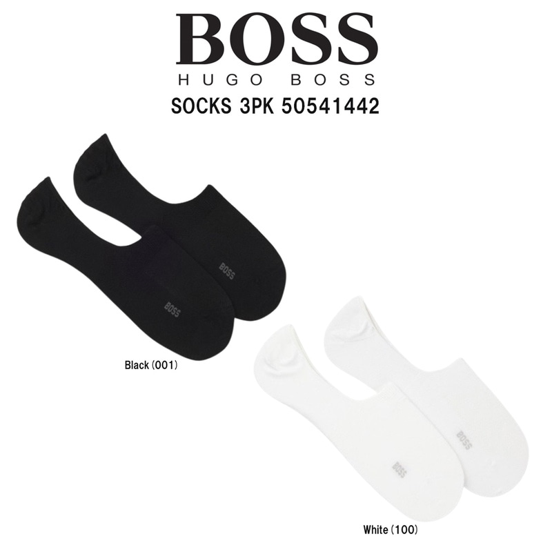 HUGO BOSS(ヒューゴボス)メンズ インビジブル ソックス フットカバー 3足組 セット ローカット ロゴ コットン混紡 ギフト 男性用 靴下 50541442