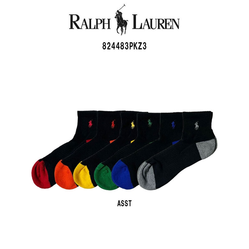 POLO RALPH LAUREN(ポロ ラルフローレン)ソックス ショート アソート クッション 6足セット ポニーロゴ 刺繍 靴下 男性用 メンズ ギフト 824483PKZ3