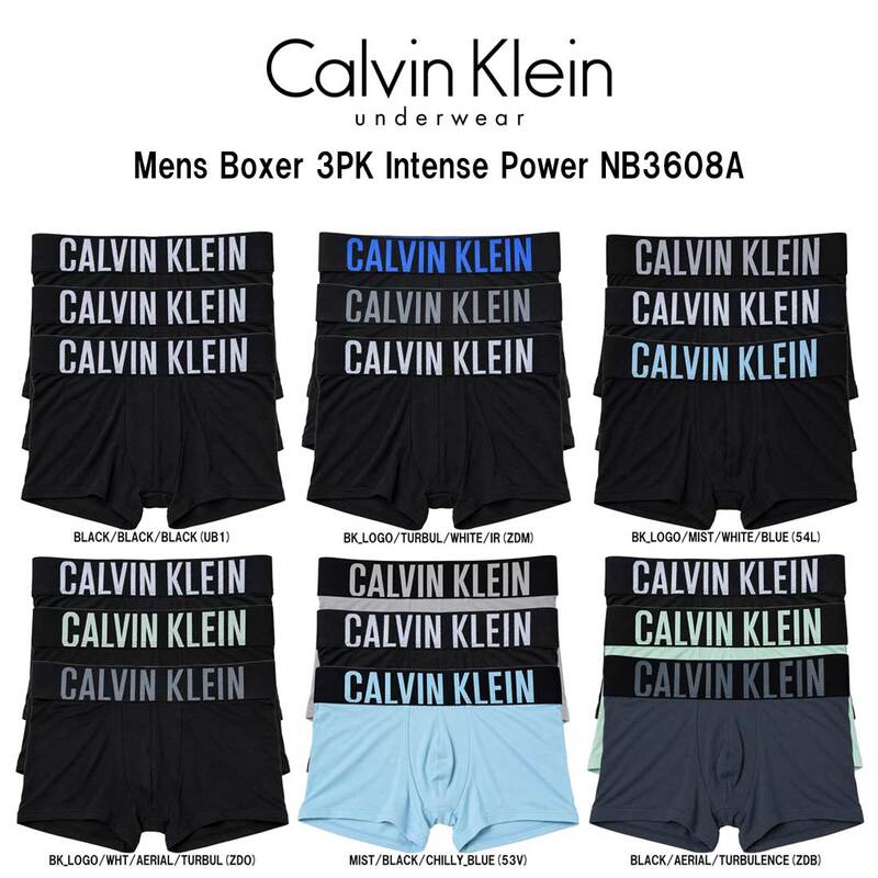 Calvin Klein(カルバンクライン)ck メンズ ボクサーパンツ トランク インテンスパワー 3枚組 セット 前閉じ コットン ロゴ 下着 男性用 NB3608A