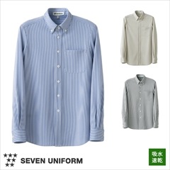 長袖ボタンダウンニットシャツ ストライプ [男女兼用] CH4497