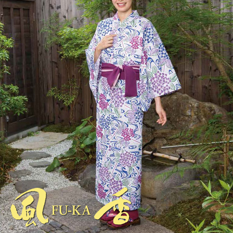 風香bis】リネンゆかた (あじさい) [女性用] YU-3724 | 風香(FU-KA