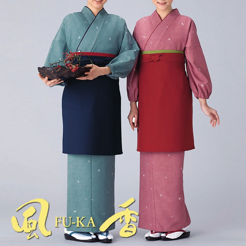 上下セット】茶羽織・スカートタイプ (鮫瓢箪・青磁/紅梅) [女性用] TY