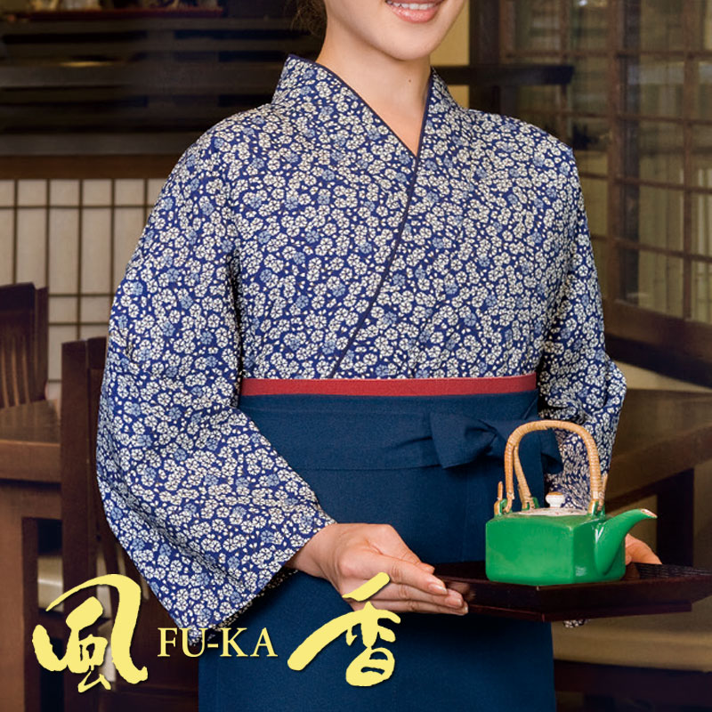 本手染め 作務衣上着(小桜・紺) [女性用] SJ-4303 | 風香(FU-KA),上着