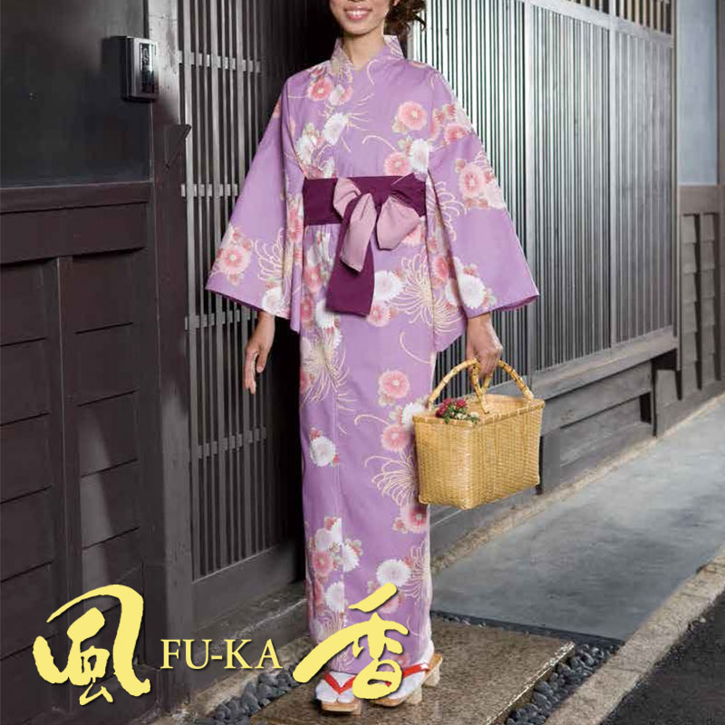 風香bis】リネンゆかた (菊ロマン) [女性用] YU-3702 | 風香(FU-KA