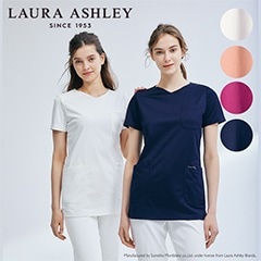 看護師用スクラブ LAURA ASHLEY 薄紫 半袖シャツ LW604 スクラブ ローラアシュレイ 半袖 レディス ダイヤモンド