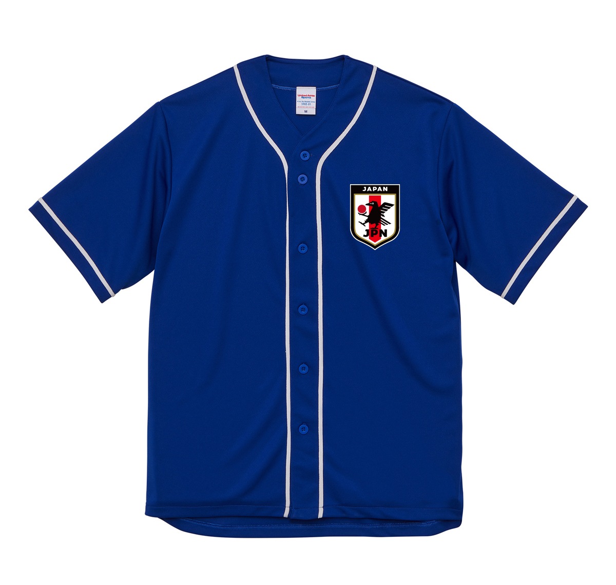 サッカー日本代表風のベースボールシャツをお好きな番号と名前で制作