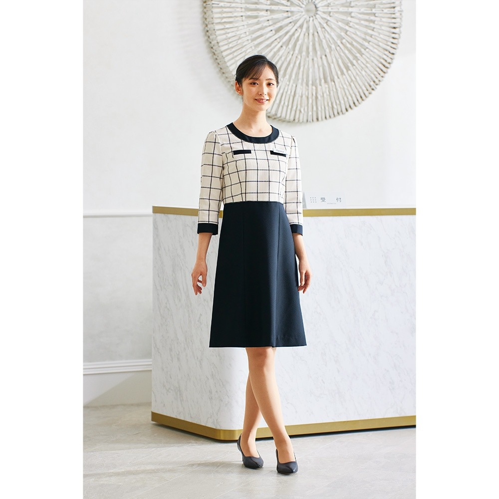 【新品タグ付き】アンジョア 事務服 15号 七分袖ワンピース プレシャスライン ジョア en joie アンジョア ワンピース 5号〜15号 レディース