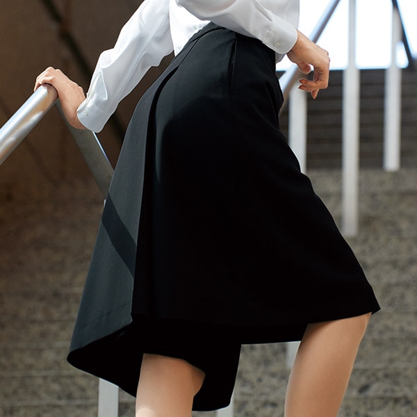 事務服,スカート,キュロット受付事務制服 【長め丈ウエストゴム