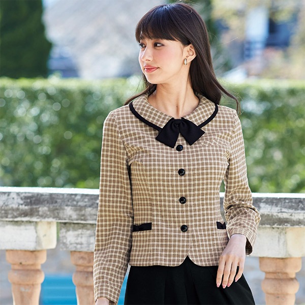 【新品タグ付き】アンジョア 事務服 15号 長袖オーバーブラウス セットアップ 事務服事務服 長袖 オーバーブラウス 21010 フルフランRチェック