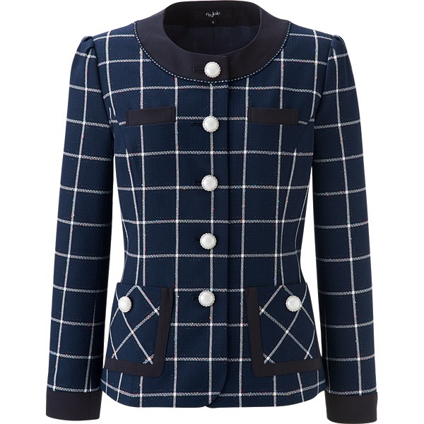 新品 タグ付 事務服 制服 enjoie ジャッケト マトラッセチェック 9号 事務服,ジャケット受付 事務服 ジャケット 82010 マトラッセ