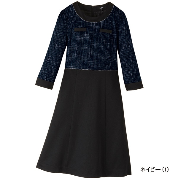 受付コンパニオン,ワンピース受付接客 事務服 七分袖ワンピース