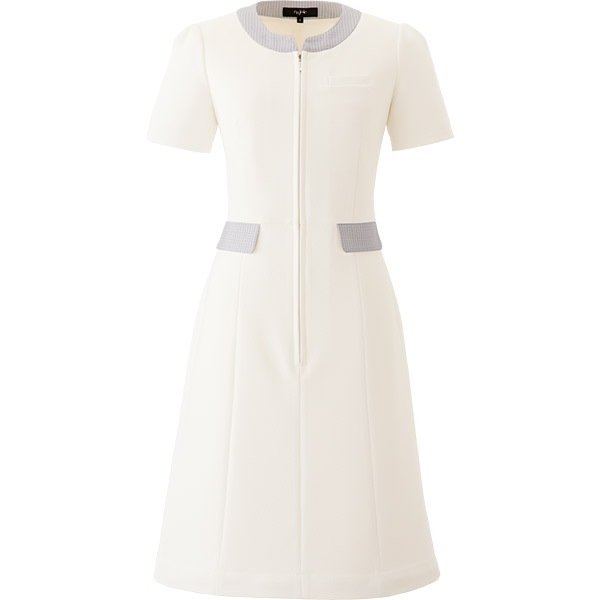 新品未使用 アンジョア ワンピース ホワイト ９号 受付コンパニオン【ラメ】エステサロン クリニック受付