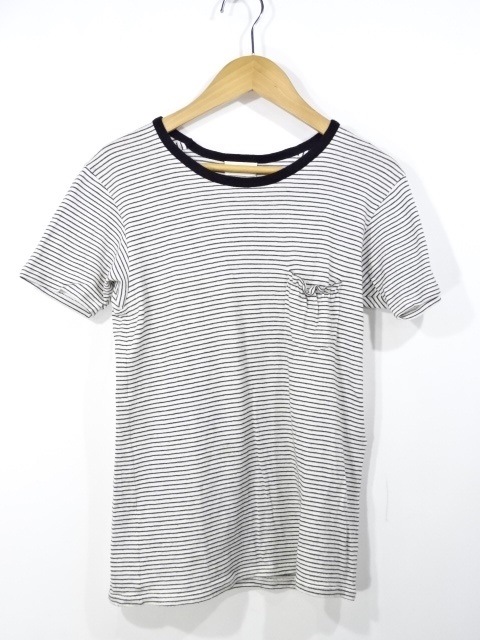 SAINT LAURENT PARIS 15ss POCKET BORDER TEE ボーダー Tシャツ 371306 Y2IK1 大名店【中古】-ブランド古着の通販・買取はunion3