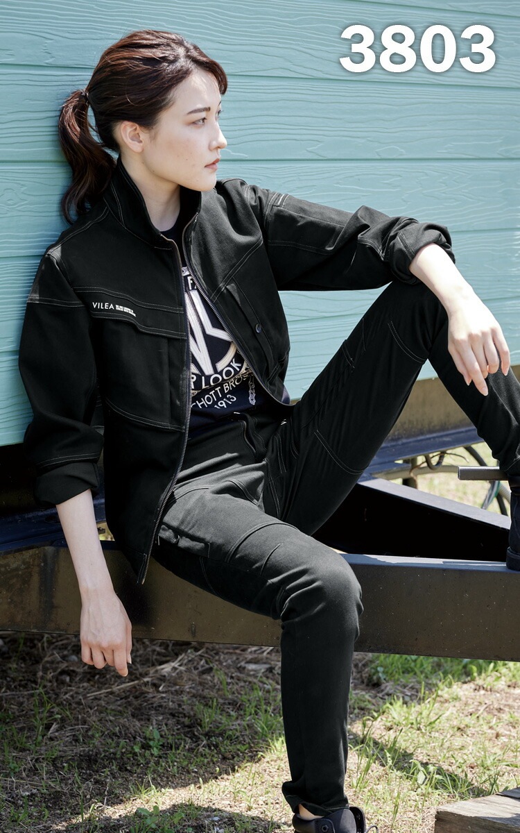 村上被服 ストレッチジャケット 3803 M～5L 作業服 作業着 消臭テープ カーボンピーチ加工 オールシーズン 2022年 秋冬 新作 おしゃれ かっこいい メンズ VILEA