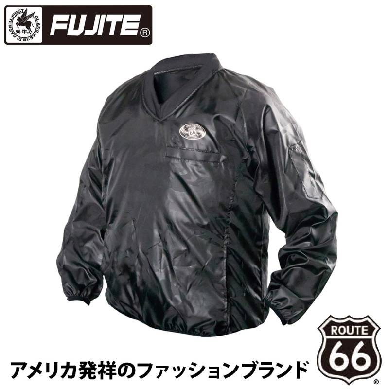 富士手袋工業 ルート66セミキルト迷彩Vヤッケ 66-353 収納袋付き 中綿 エンボス加工 撥水 土木作業 現場 農漁業 水産加工 通勤 釣り レジャー アウトドア レインウェア 防寒 作業着 作業服 FUJITE