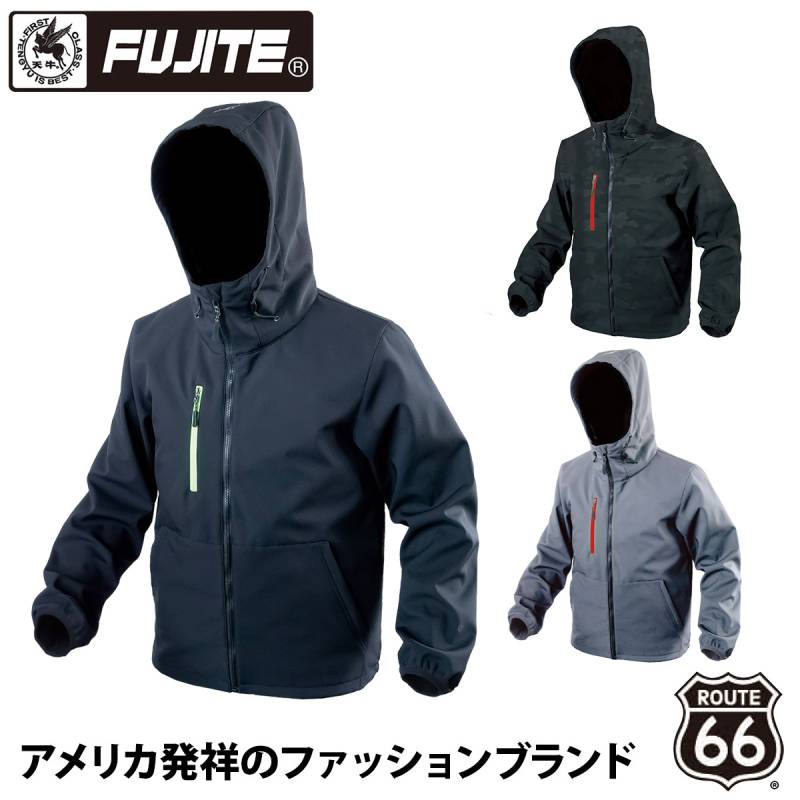 富士手袋工業 ルート66防寒フレイムパーカー 66-600 ポケット付 ストレッチ 裏フリース 保温 撥水 反射 土木作業 現場 農作業 通勤 釣り レジャー カジュアル アウトドア 軽防寒 作業着 作業服 FUJITE