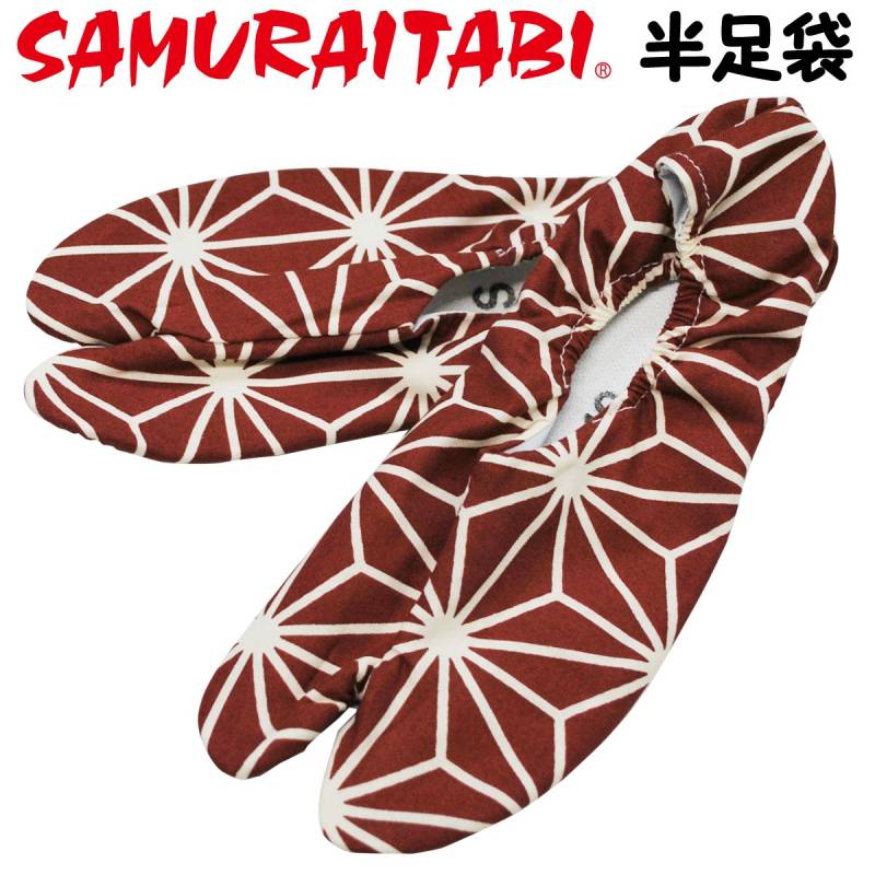 SAMURAITABI 半足袋 麻の葉エンジ ソックス 縁起物 女性 男性 メンズ レディース 武蔵野ユニフォーム サムライ足袋 091-hantabi-asanohaenji