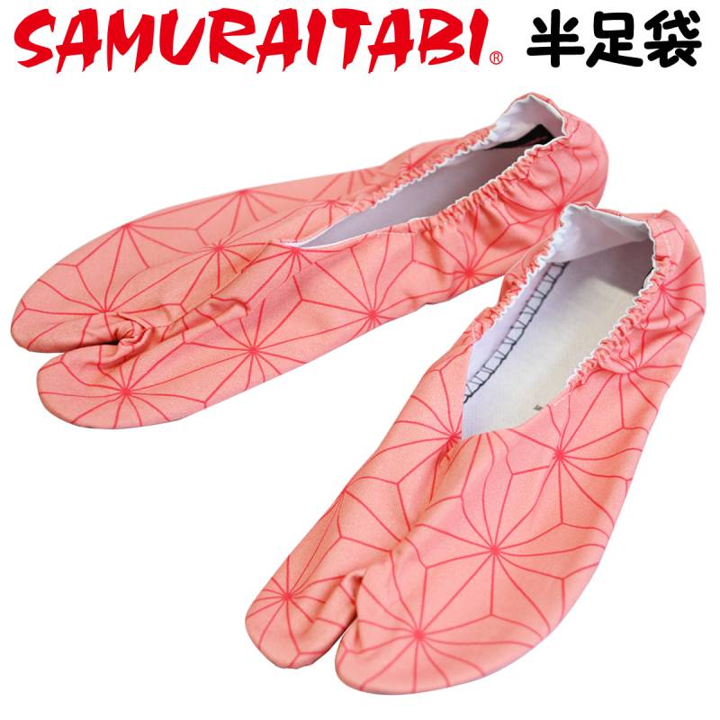 SAMURAITABI 半足袋 麻の葉ピンク ソックス 縁起物 女性 男性 メンズ レディース 武蔵野ユニフォーム サムライ足袋 091-hantabi-asanohapink