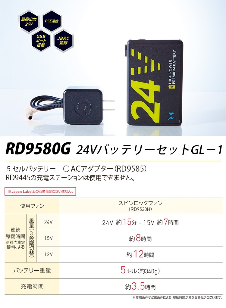 2025年新作海外製 空調風神服 24Vリチウムイオンバッテリースピン