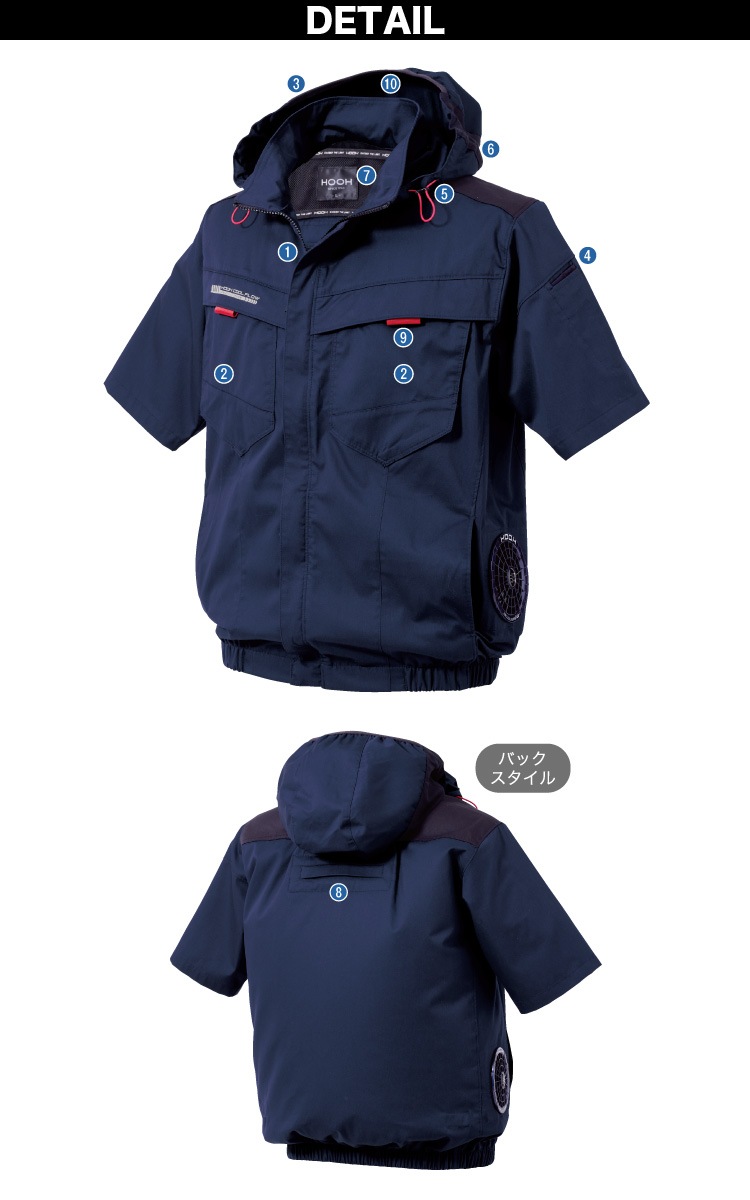 2025年新商品 快適ウェア 空調作業服 サイドファン 半袖フード