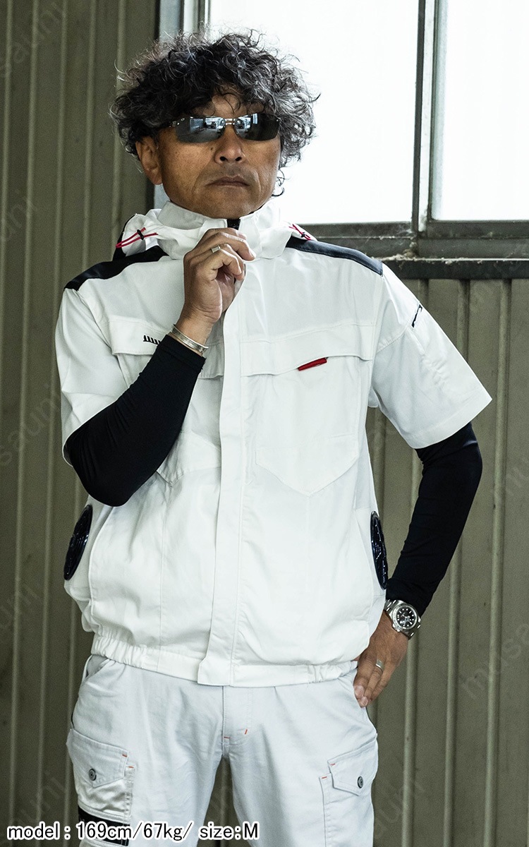 2025年新商品 快適ウェア 空調作業服 サイドファン 半袖フード