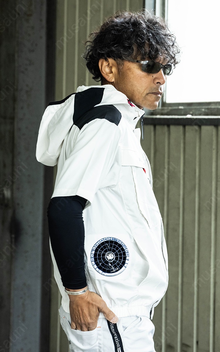 2025年新商品 快適ウェア 空調作業服 サイドファン 半袖フード