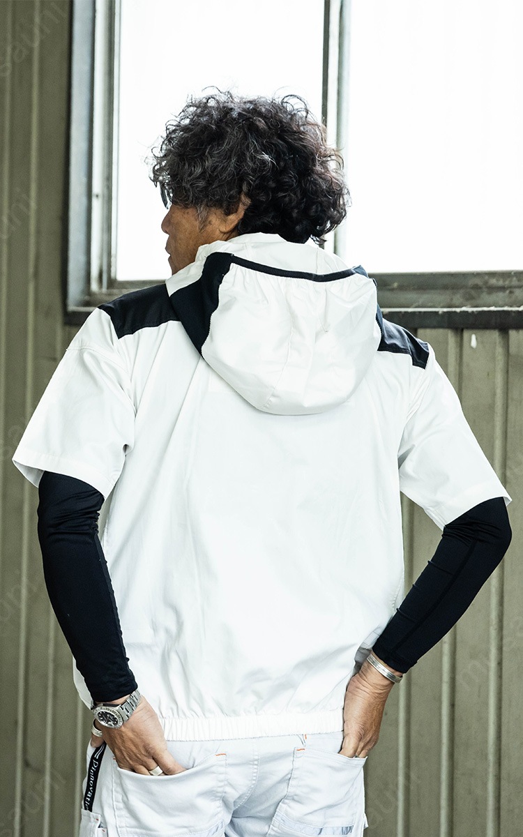 2025年新商品 快適ウェア 空調作業服 サイドファン 半袖フード