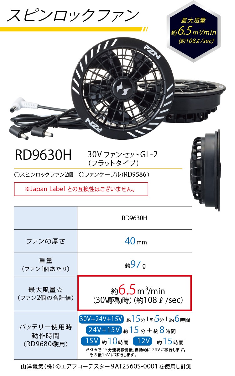 空調風神服 2026年型サンエス 空調風神服 30V対応 スピンロックファン