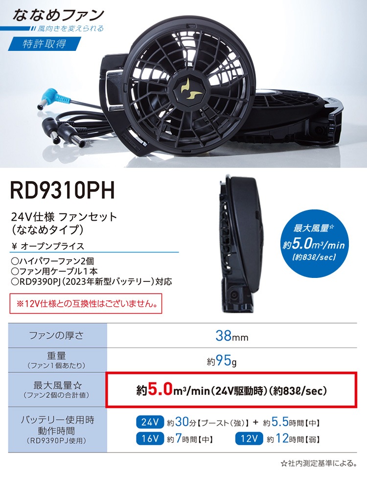 空調風神服 24Vジャパンレーベルセット(RD9590PJ+RD9310PH) 90403 空調