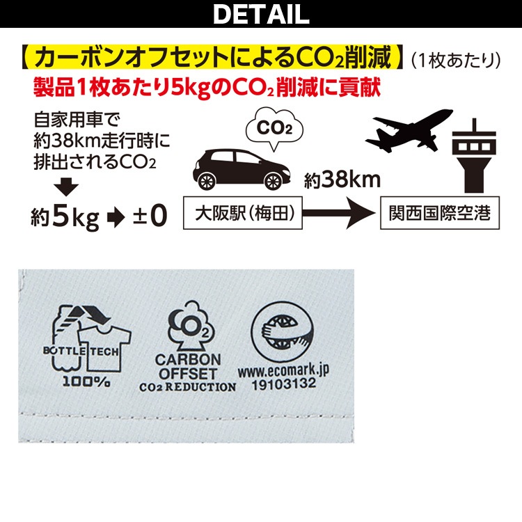 コーコス エコ・ボルトクール安全 空調半袖ブルゾン AE5560 サイドファン 背中ランヤードフック 電動ファン用ウェア 空調風神服 作業ベスト UVカット SDGSに配慮