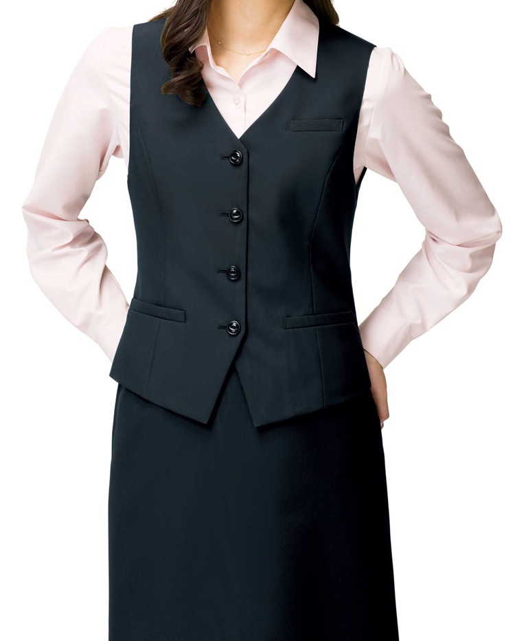 UNILADY ベスト フィットシルエット 5号～15号 U5030 ネイビー チャコールグレイ ブラック 無地 オールシーズン 制服 事務服 ユニレディ ヤギコーポレーション