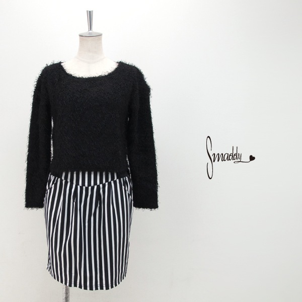 【OUTLET】Smaddy スマディー レディース シャギーニット×タイトスカートセットアップ［SD34-304JPB］【FW】【返品交換不可】