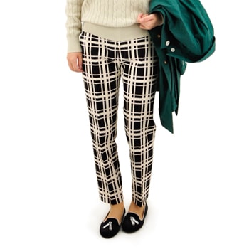 【OUTLET】Monable モナブル レディース チェックプリントパンツ［H-6834］【返品交換不可】(F-18)
