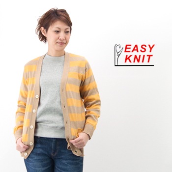 【OUTLET】EASY KNIT イージーニット レディース ボーダーカーディガン［NEK1311］【SS】【返品交換不可】