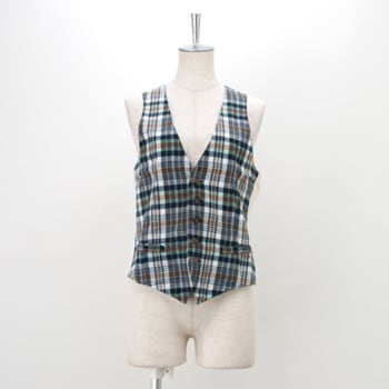 【OUTLET】Vas-y Lentement ヴァジー・ラントマン レディース マドラスチェックベスト［NVL1403］【SS】【返品交換不可】