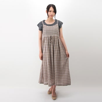 【OUTLET】SOIL ソイル レディース コットンチェックキャミソールワンピース［NSL2404］【SS】【返品交換不可】