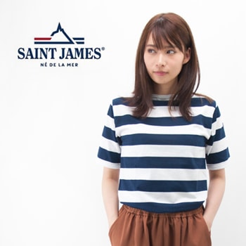 【SALE 50%OFF】SAINT JAMES セントジェームス レディース PIRIAC ワイドボーダー半袖カットソー[15JCPIRI.GRD/1R]【BASIC】【返品交換不可】