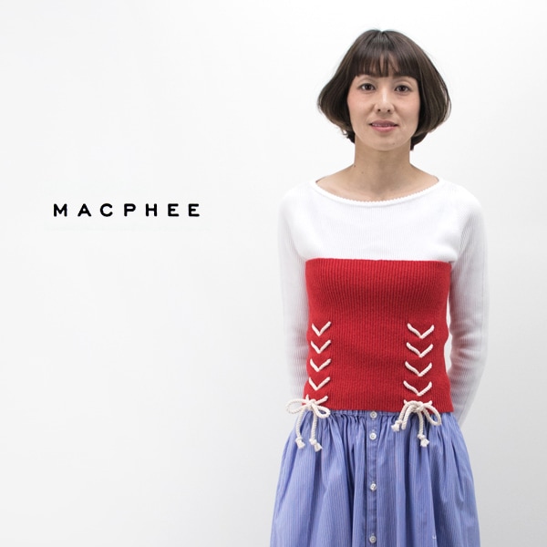 【SALE 70%OFF】TOMORROWLAND MACPHEE マカフィー レディース リサイクルコットンリブ レースアップビスチェ［12-02-91-02611TN］【2019SS】【返品交換不可】