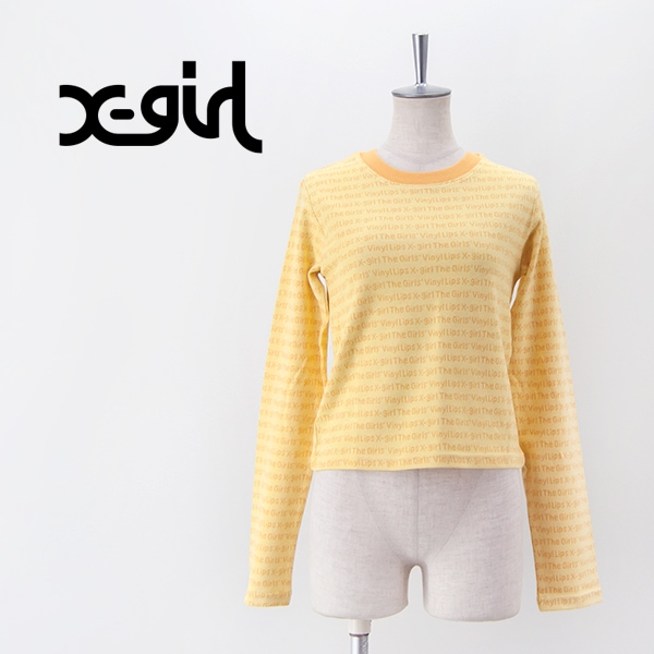 【SALE 20%OFF】X-girl エックスガール レディース ジャガード ロングスリーブトップ［105231013003］【2023SS】【返品交換不可】