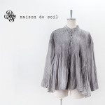 maison de SOIL メゾン ド ソイル レディース オーガニックボイルストライプ ミニピンタックバンドカラーシャツ［NMDS23131H］【2023SS】